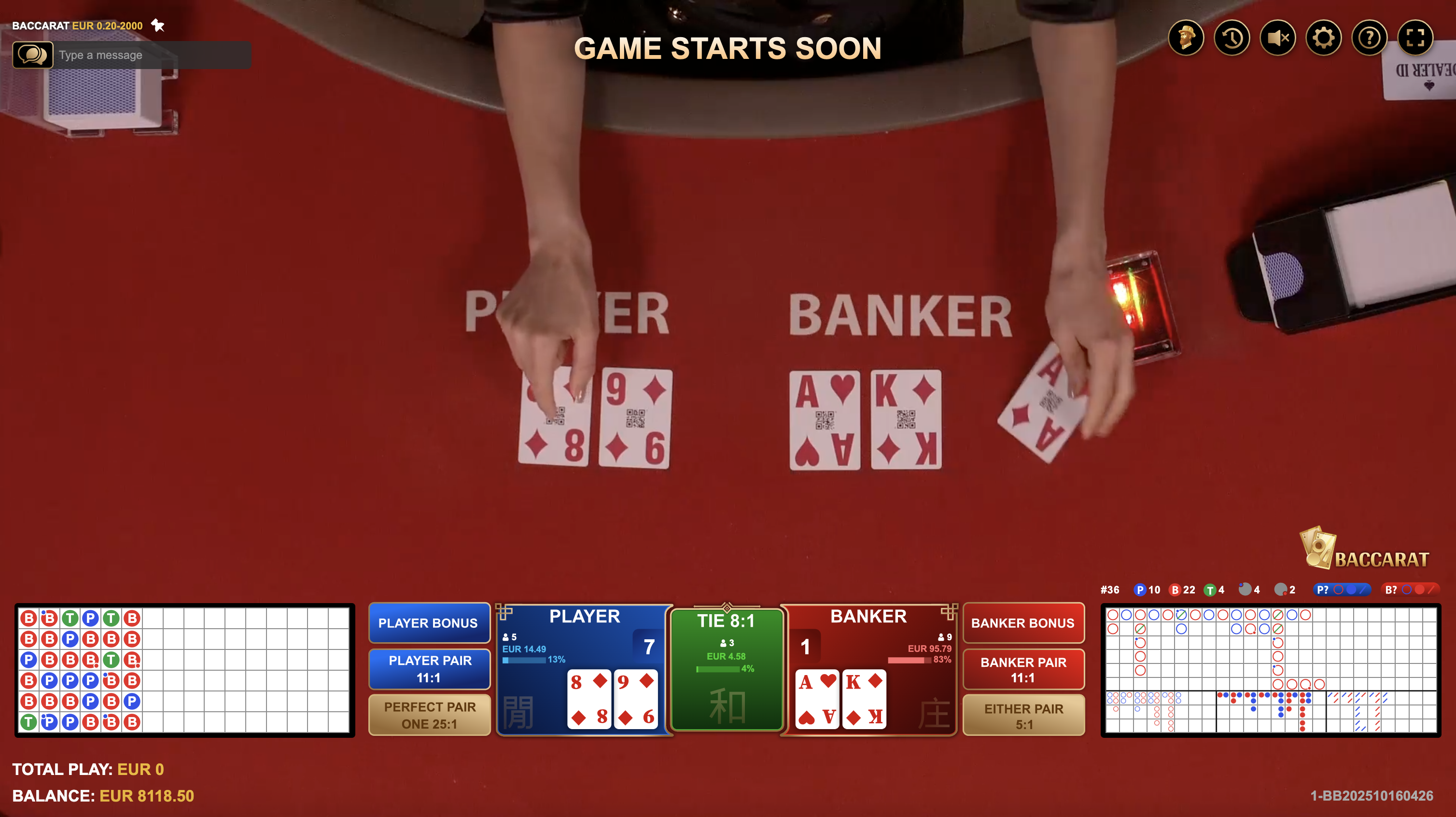 Baccarat gameplay